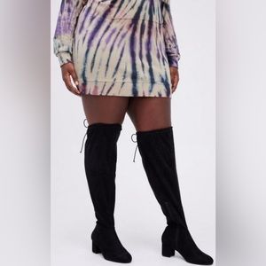 Torrid Black Stretch Over The Knee Heeled Boot Size 6WW NWT